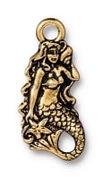 TierraCast Mermaid Charm Pewter Antique Gold Plated (1-Pc)