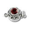 Designer Clasp with Garnet 12mm Sterling Silver (1-Pc)