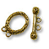 Toggle Clasp - 2-Strand 19x14mm Pewter Gold Plated (Set)