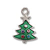 Charm - Christmas Tree Charm 16x13mm Pewter Hand Painted (1-Pc)