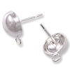 Half Ball Post Earring with Loop 8mm Sterling Silver (1-Pc)