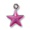 Charm - Pink Star 11mm Pewter Antique Silver Plated (1-Pc)