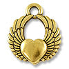 TierraCast Charm - Winged Heart 15x17mm Pewter Antique Gold Plated (1-Pc)