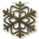 Snow Flake Pewter Pendant 32x33mm Antique Brass Plated (6-Pcs)