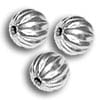 Corrugated Bead 6mm Round Silver Plated (10-Pcs)
