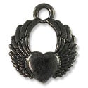 TierraCast Winged Heart Pewter Charm 17x15mm Gun Metal Plated (1-Pc)