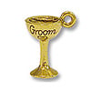 Groom Glass Charm 14x9mm Pewter Antique Gold Plated (20-Pcs)