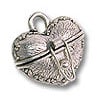 Charm - Prayer Box Heart 15x18mm Pewter Antique Silver Plated (1-Pc)