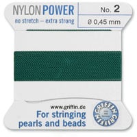 #2 Green Griffin Nylon Bead Cord (2 Meters)
