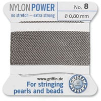 #8 Grey Griffin Nylon Bead Cord (2 Meters)