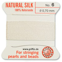 #6 White Griffin Silk Bead Cord (2 Meters)