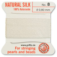#8 White Griffin Silk Bead Cord (2 Meters)