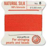 #8 Coral Griffin Silk Bead Cord (2 Meters)