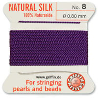 #8 Amethyst Griffin Silk Bead Cord (2 Meters)