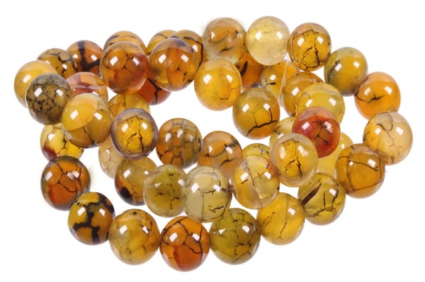 VALUED Yellow Fire Agate Round 6mm Beads (Strand)