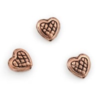 Crosshatched Heart Bead 8x8mm Copper (1-Pc)