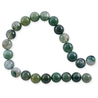 VALUED Moss Agate Round Beads 6mm (15