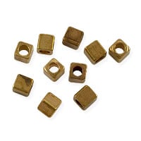 Cube Heishi 3mm Brass (10-Pcs)
