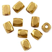 Faceted Tube Beads 6x4mm Bright Brass (10-Pcs)