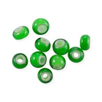 French White Heart Green Beads 3.5-4mm (10-Pcs)