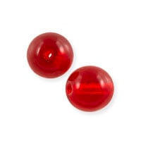 Czech Pressed Glass Round Beads 6mm Ruby (10-Pcs)