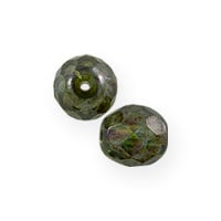 Green Luster Czech Fire Polished Rounds 4mm (10-Pcs)