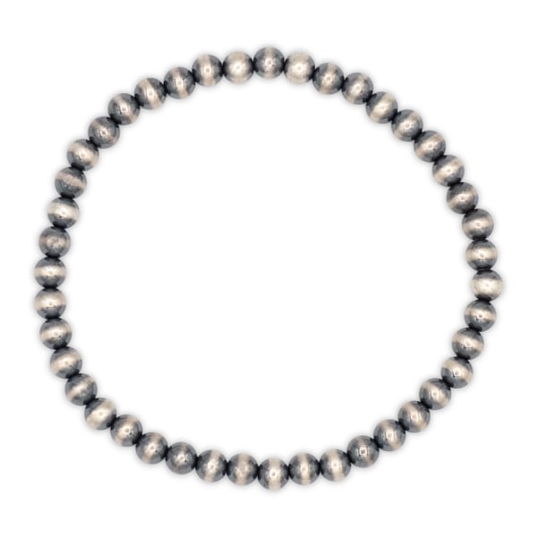 Sterling Silver Navajo Pearl Stretchy Bracelet with 4mm Beads