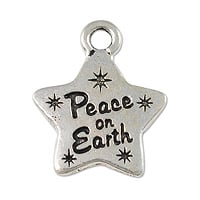TierraCast Peace Star Charm 19x15mm Pewter Antique Silver Plated (1-Pc)