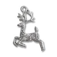 Charm - Reindeer 20x15mm Pewter Antique Silver Plated (1-Pc)