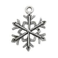 Snowflake Charm 20x16mm Pewter Antique Silver Plated (1-Pc)