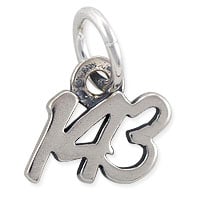 143 (I Love You) Charm 9x9mm Sterling Silver (1-Pc)