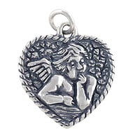 Angel Charm 18.5x17mm Sterling Silver (1-Pc)