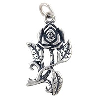Rose Charm - 22.5x12mm Sterling Silver (1-Pc)