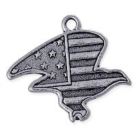 Eagle with USA Flag Patriotic Charm 21x23mm Pewter Silver Plated (1-Pc)