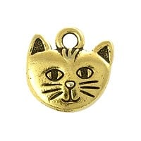 TierraCast Whiskers Charm 14mm Antique Gold Plated (1-Pc)