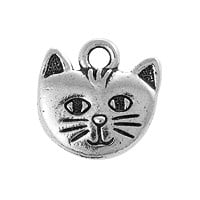 TierraCast Whiskers Charm 14mm Antique Silver Plated (1-Pc)