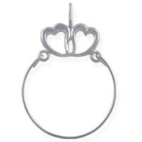 Two Hearts Charm Holder 38x27mm Sterling Silver (1-Pc)