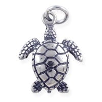 Sea Turtle Charm 17x13mm Sterling Silver (1-Pc)