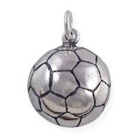 Soccer Ball Charm 16x14mm Sterling Silver (1-Pc)