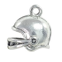 Football Helmet Charm 16mm Pewter Antique Silver Plated (1-Pc)