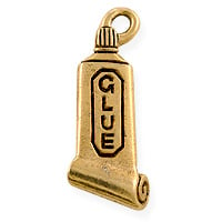 Glue Charm 20x10mm Pewter Antique Gold Plated (1-Pc)