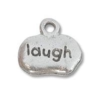 Laugh Charm 8x12mm Pewter Antique Silver Plated (1-Pc)