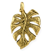 Leaf Charm 21x14mm Pewter Antique Gold Plated (1-Pc)