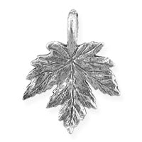 Maple Leaf Charm 15x12mm Pewter Antique Silver Plated (1-Pc)