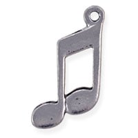 Musical Note Charm 18x10mm Pewter Antique Silver Plated (1-Pc)