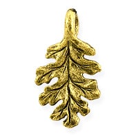 Oak Leaf Charm 16x9mm Pewter Antique Gold Plated (1-Pc)