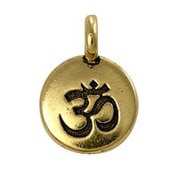 TierraCast Om Charm 11.6mm Pewter Antique Gold Plated (1-Pc)