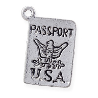 Passport Charm 17x12mm Pewter Antique Silver Plated (1-Pc)
