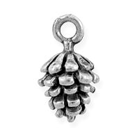 Pine Cone Charm 13.5x7mm Pewter Antique Silver Plated (1-Pc)