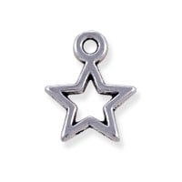 Open Star Charm 13x10mm Pewter Antique Silver Plated (10-Pcs)